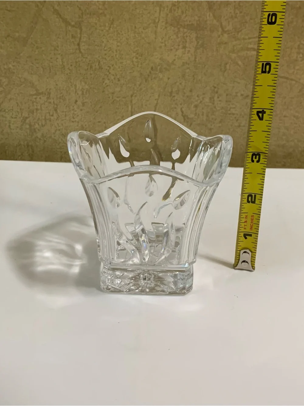PARTYLITE Lead Crystal Square Votive Candle Holder P7253 NEW in Box